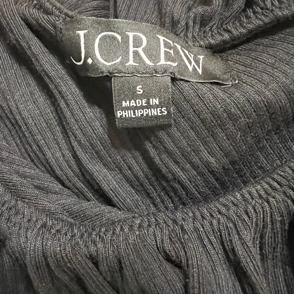 🏷️ J. Crew One-Shoulder Ruffleneck Top in Vintage Rib Black NWOT